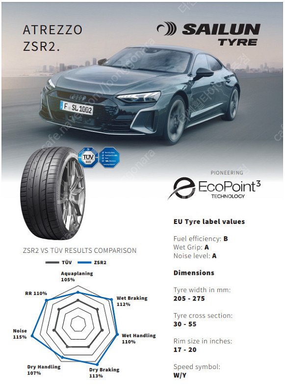 벤츠E63 AMG 스포츠타이어 285 30 19 사일룬 ZSR2--9